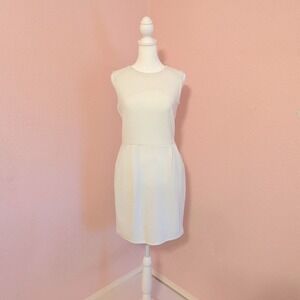 Andiamo Ivory White Sleeveless Sheath Dress Pockets Size S NWOT Egypt